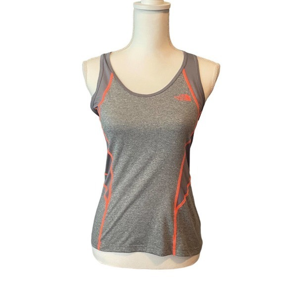 The North Face Womens‎ Tank Small Gray Orange Racerback Flash Dry Workout Top - Picture 1 of 5